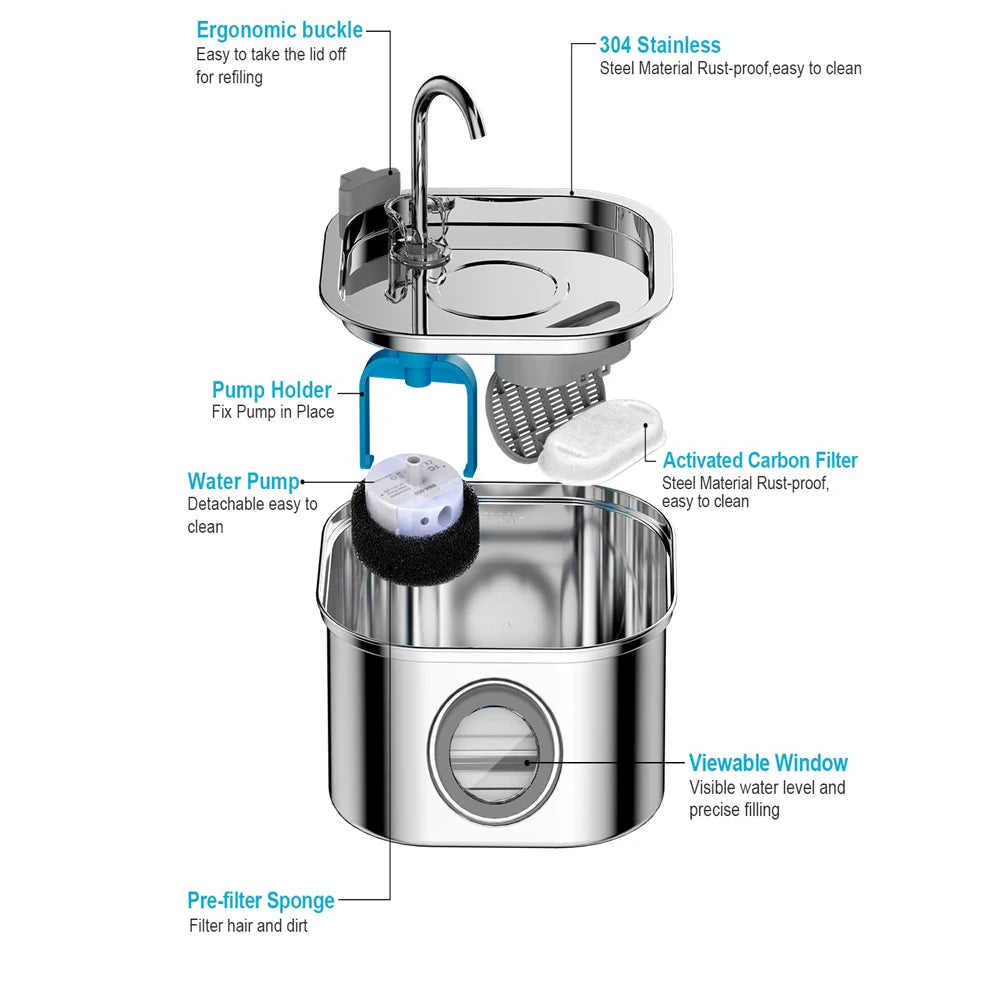 ZYFeeder 2.2L Automatic Cat Water Fountain