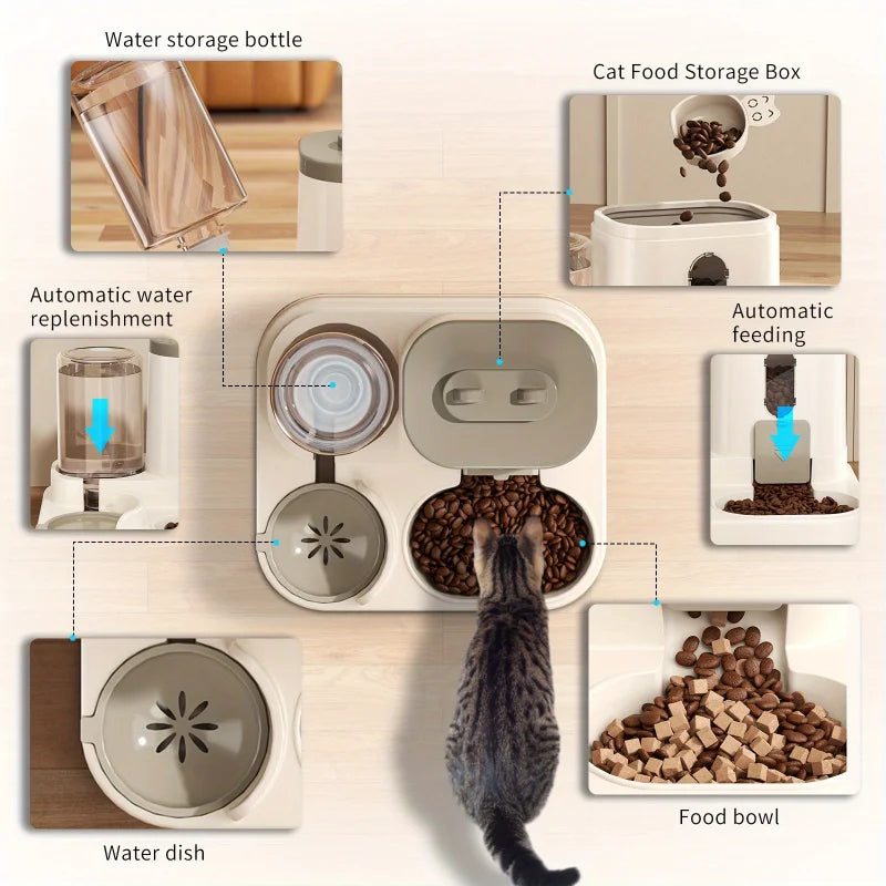 Automatic Cat Feeder with Water Fountain